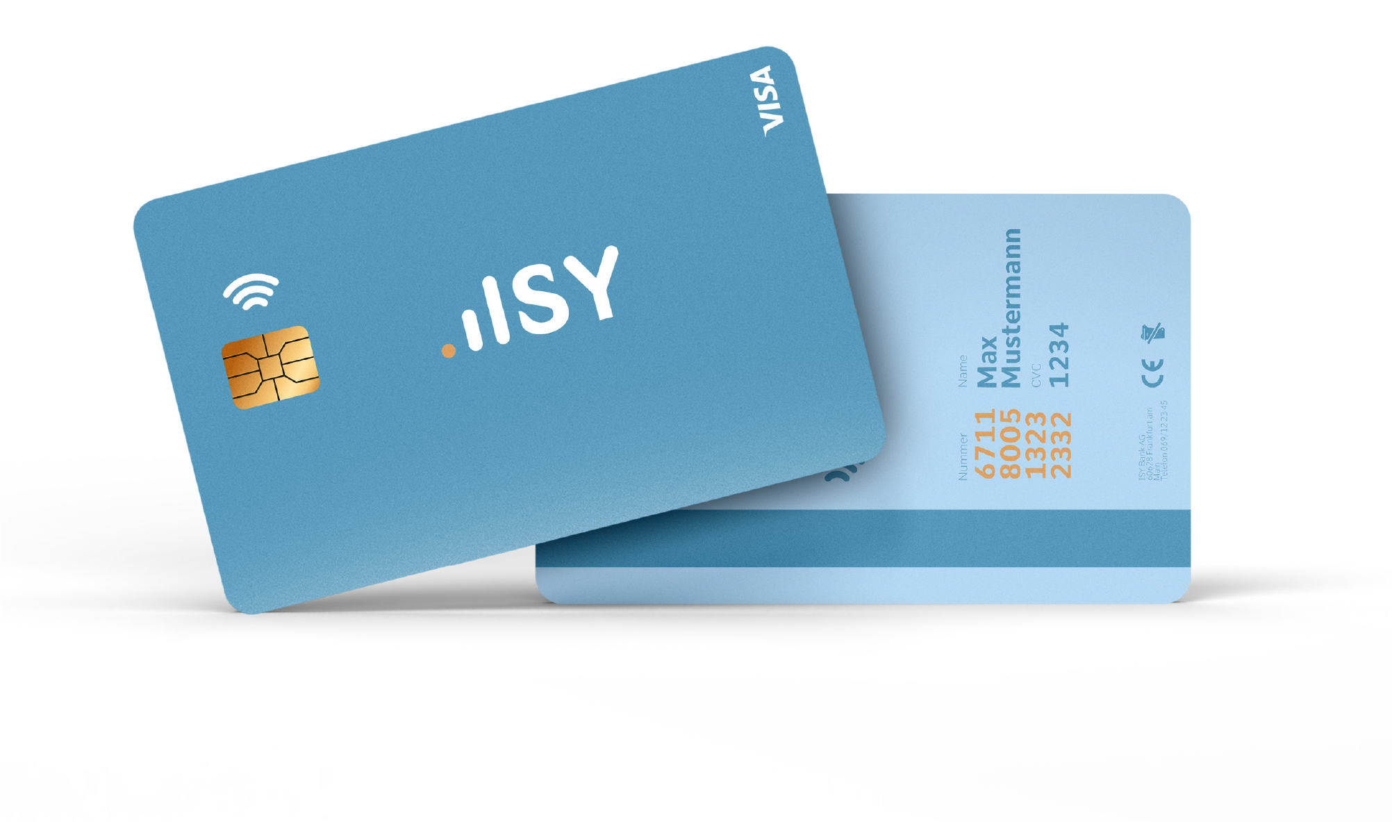 isy online Bankkarte von vorne und hinten in blau
